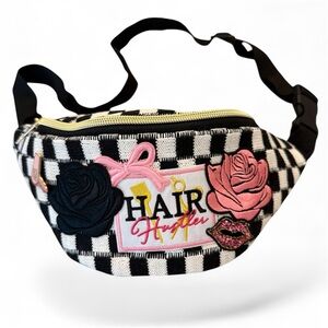 Custom Hair Hustler Black/White Checkered Belt Bag